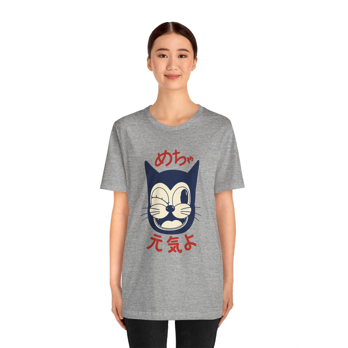 Japanese Lucky Cat T-Shirt – “めちゃ元気よ” Maneki Neko Graphic Tee