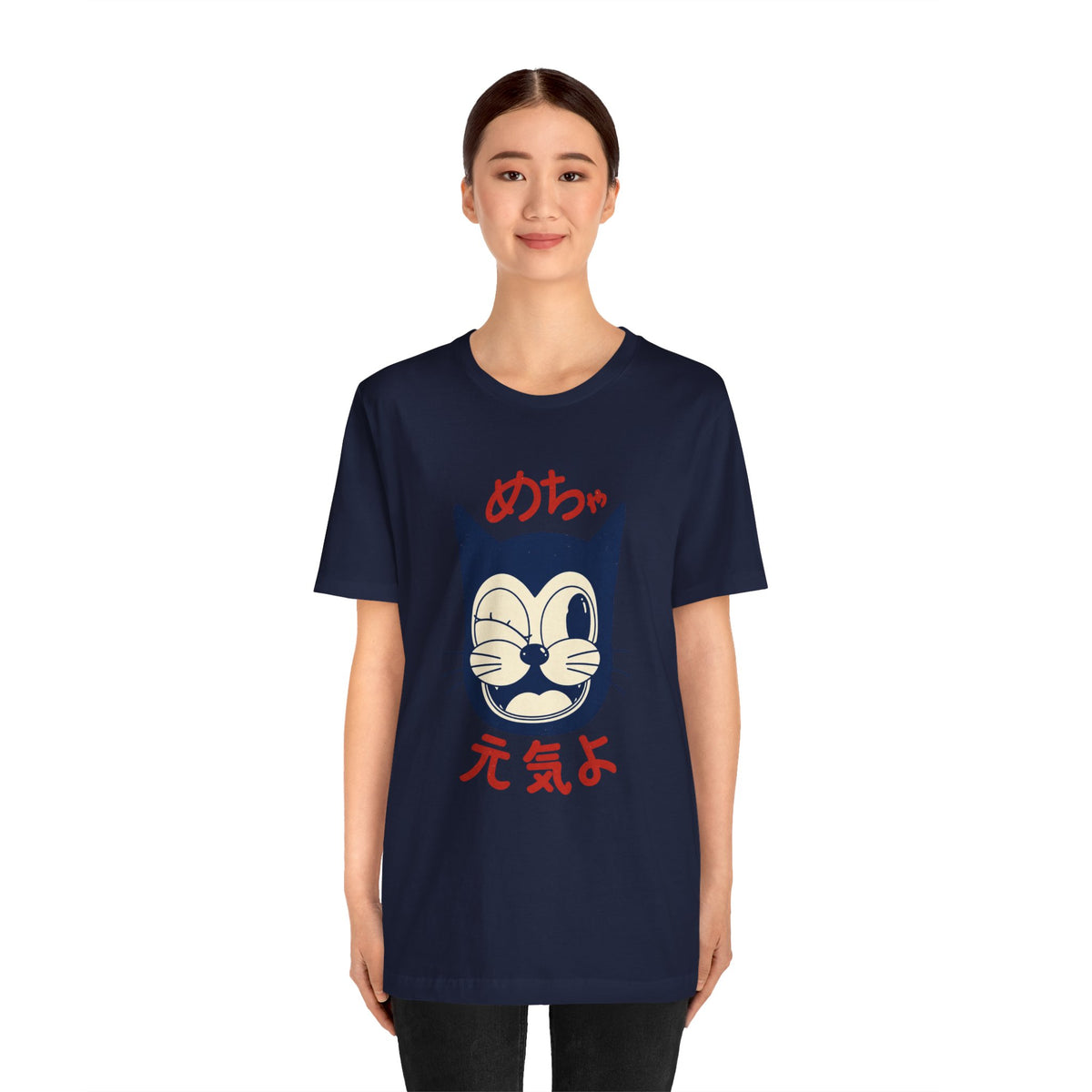 Japanese Lucky Cat T-Shirt – “めちゃ元気よ” Maneki Neko Graphic Tee