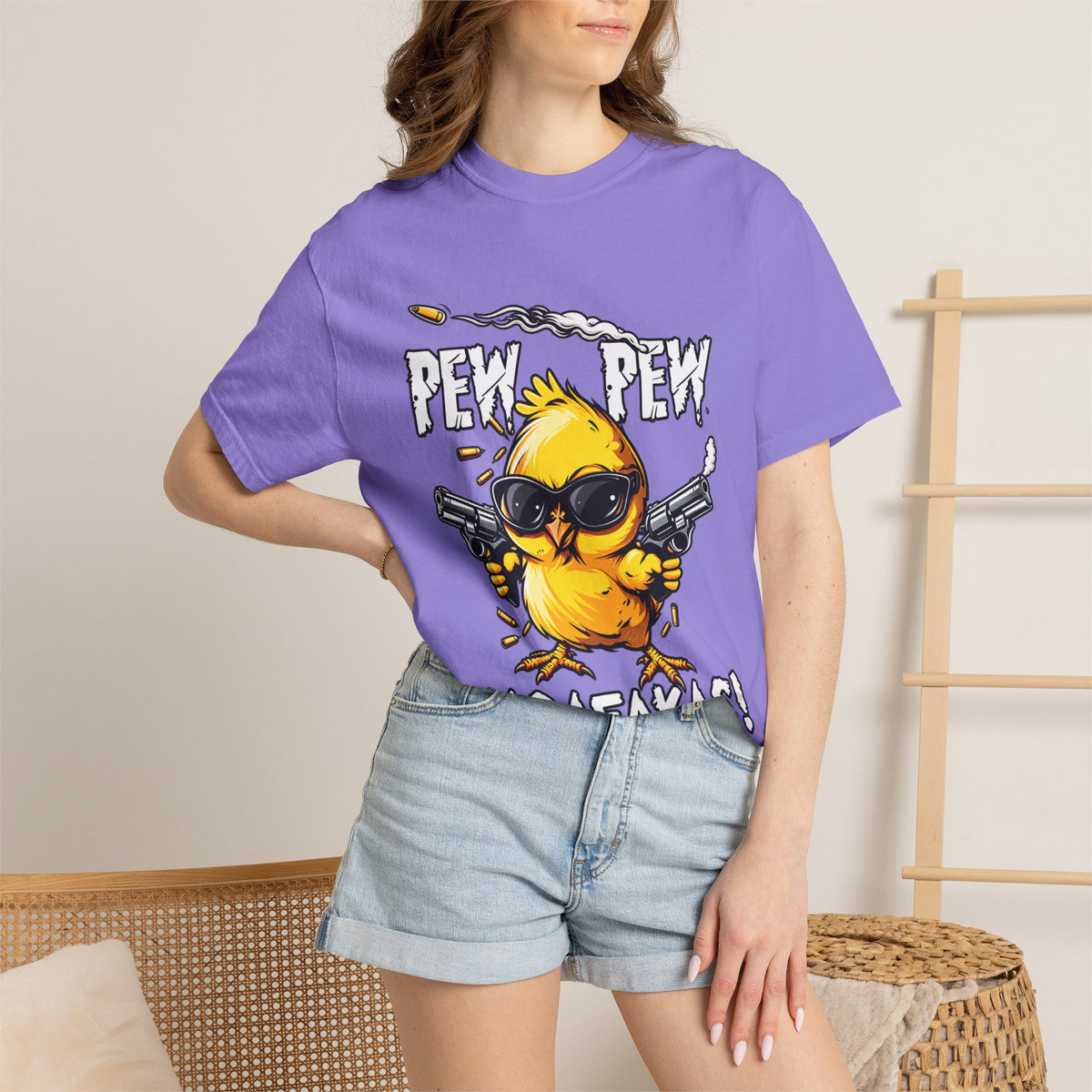 Pew Pew Madafakas Funny Duck Graphic T-Shirt