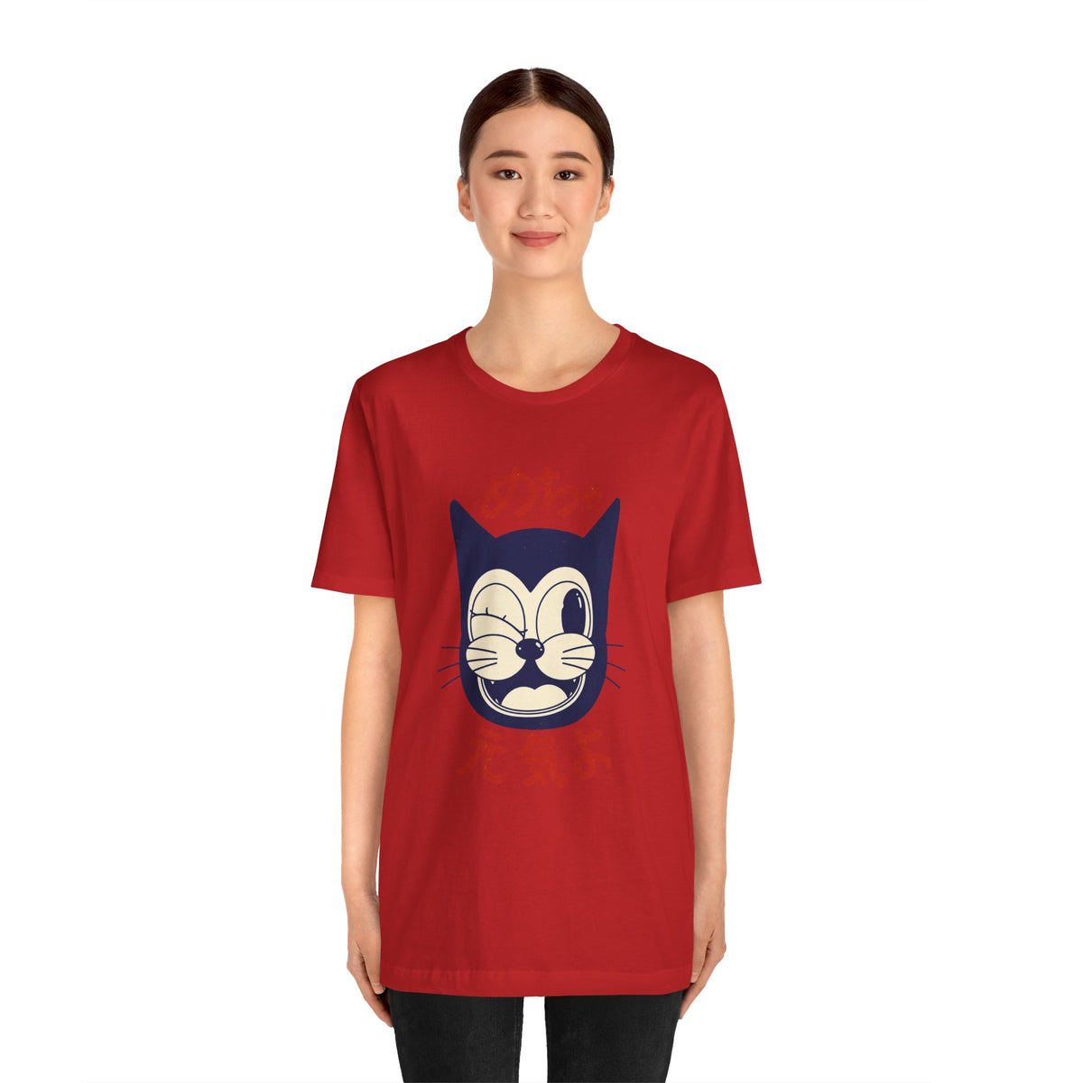 Japanese Lucky Cat T-Shirt – “めちゃ元気よ” Maneki Neko Graphic Tee