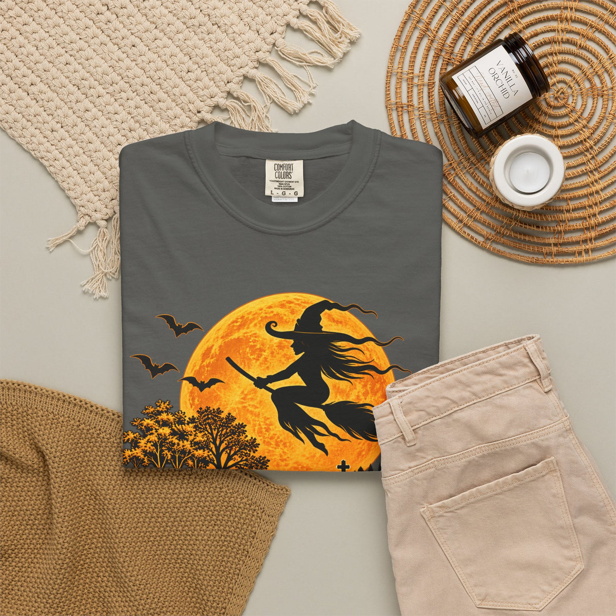Witch Flying Over Moon T-Shirt – "Why Yes, I Can Drive A Stick" Halloween Tee