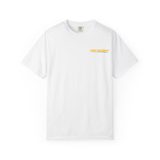 T-Shirt — Off Script Vinyl Graphic Tee: "Make Your Own Plans" Retro Racing Design