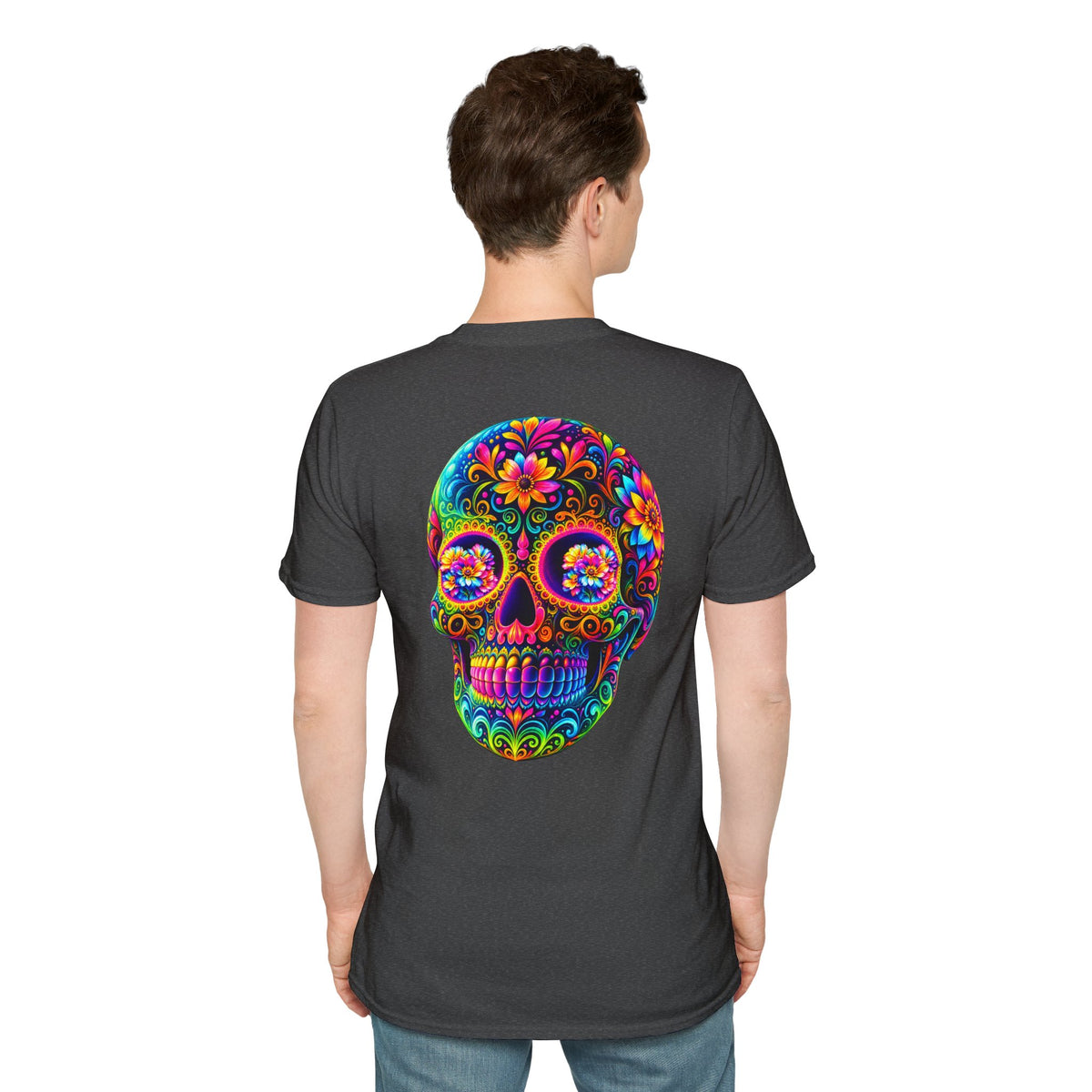 Sugar Skull T-Shirt — Colorful Day of the Dead Floral Skull Tee