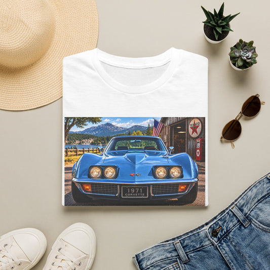 Classic 1971 Corvette T-Shirt — Vintage Blue Muscle Car Tee