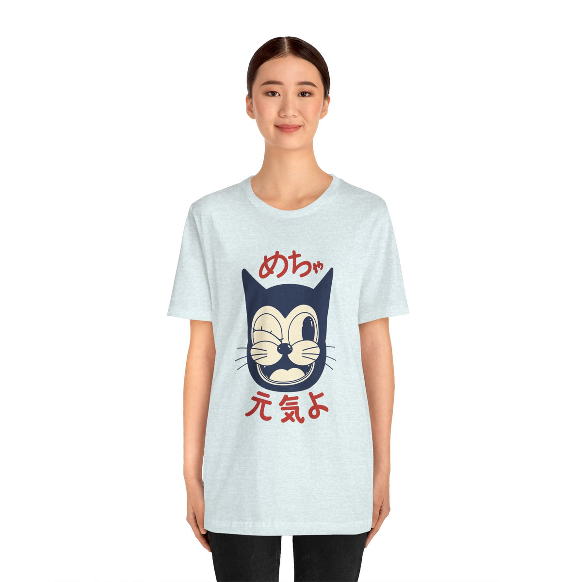 Japanese Lucky Cat T-Shirt – “めちゃ元気よ” Maneki Neko Graphic Tee