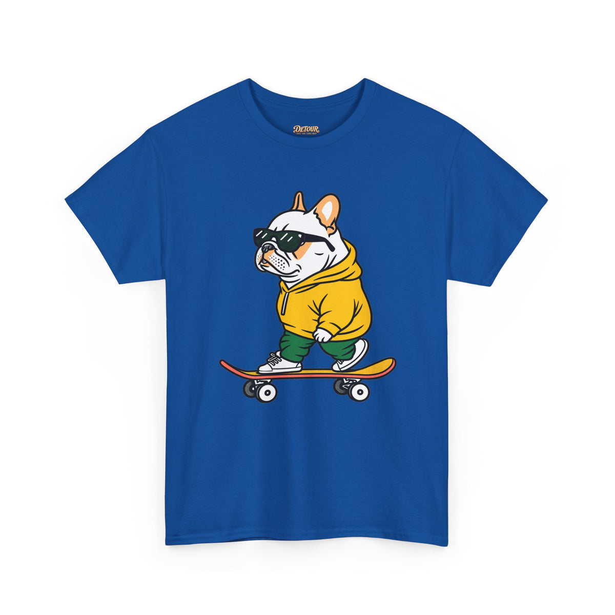 Skateboarding French Bulldog T‑Shirt – Cute Bulldog on Skateboard Graphic Tee