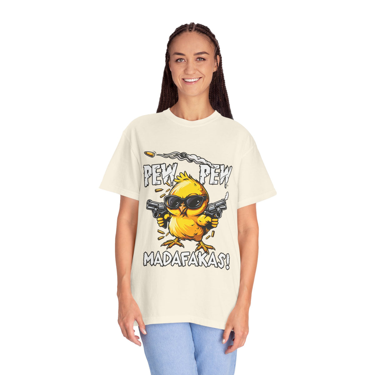 Pew Pew Madafakas Funny Duck Graphic T-Shirt