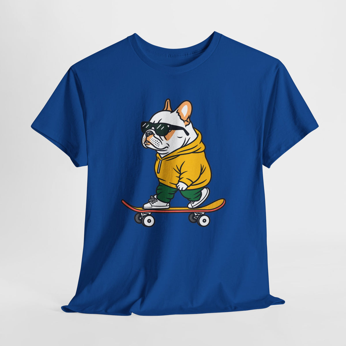 Skateboarding French Bulldog T‑Shirt – Cute Bulldog on Skateboard Graphic Tee