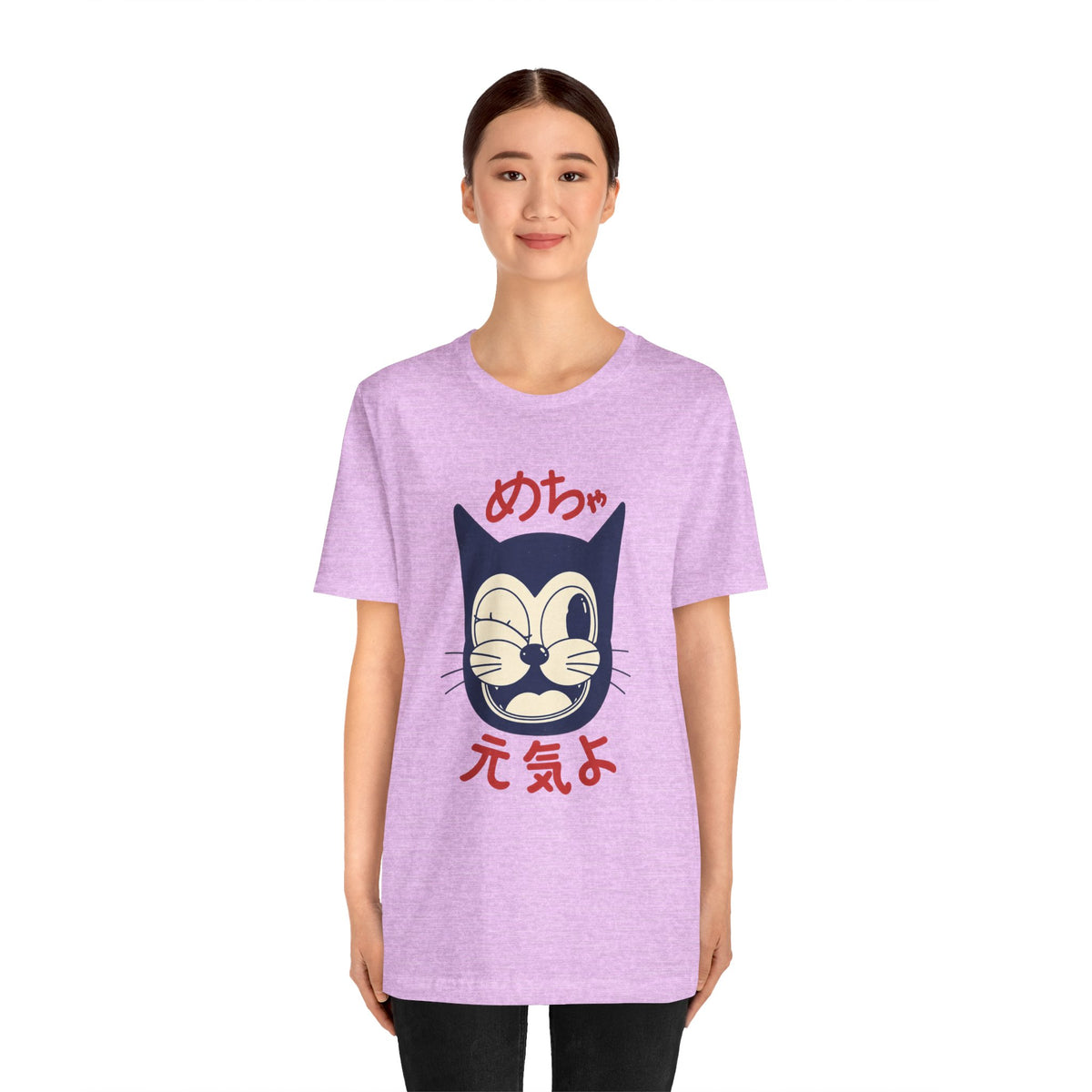 Japanese Lucky Cat T-Shirt – “めちゃ元気よ” Maneki Neko Graphic Tee