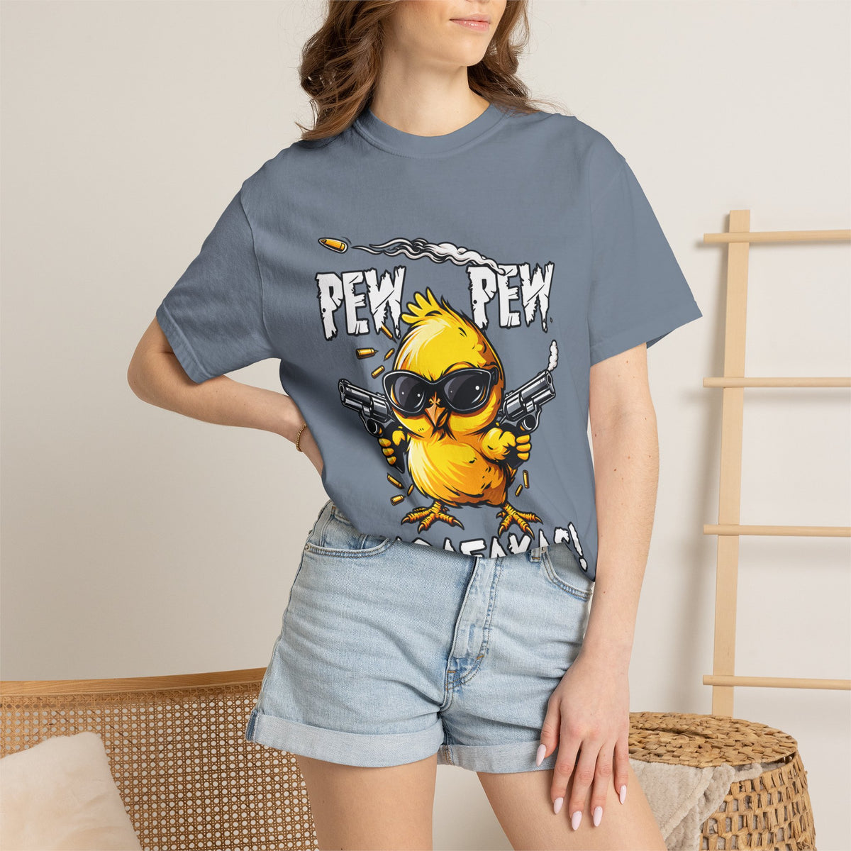 Pew Pew Madafakas Funny Duck Graphic T-Shirt