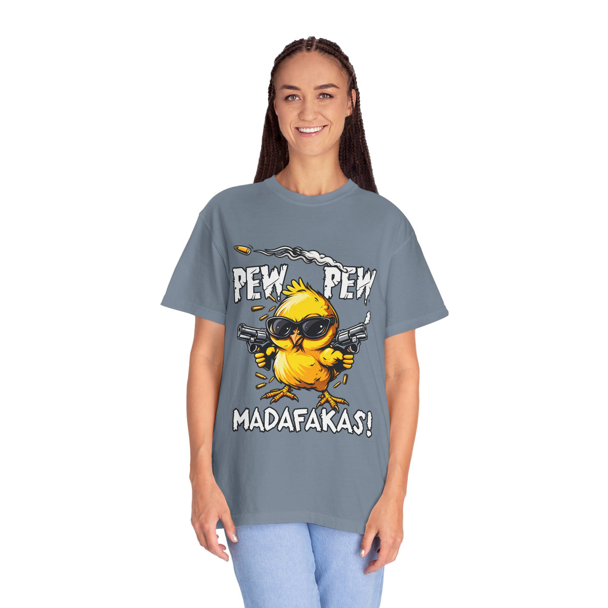Pew Pew Madafakas Funny Duck Graphic T-Shirt