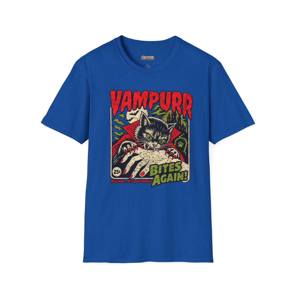 Vampurr Bites Again Cat Horror Graphic T-Shirt
