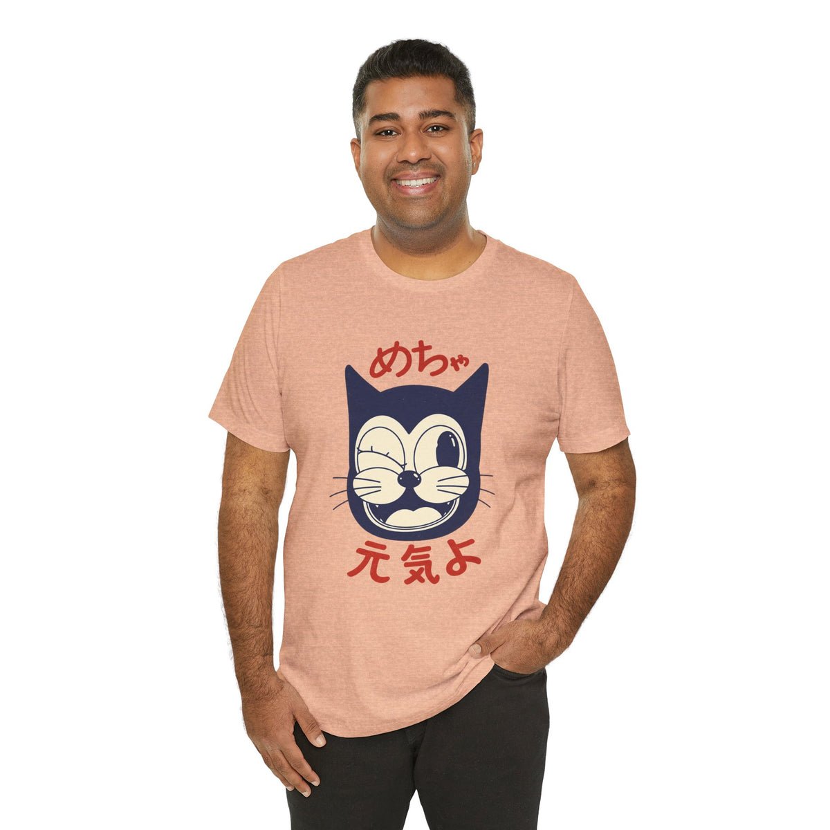 Japanese Lucky Cat T-Shirt – “めちゃ元気よ” Maneki Neko Graphic Tee