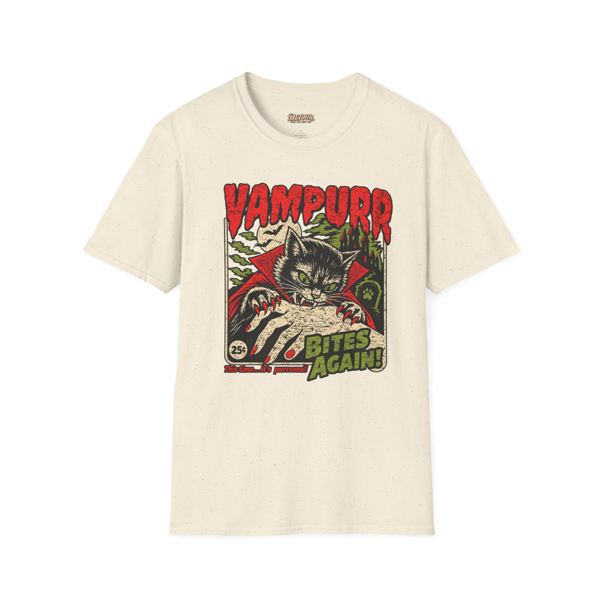 Vampurr Bites Again Cat Horror Graphic T-Shirt