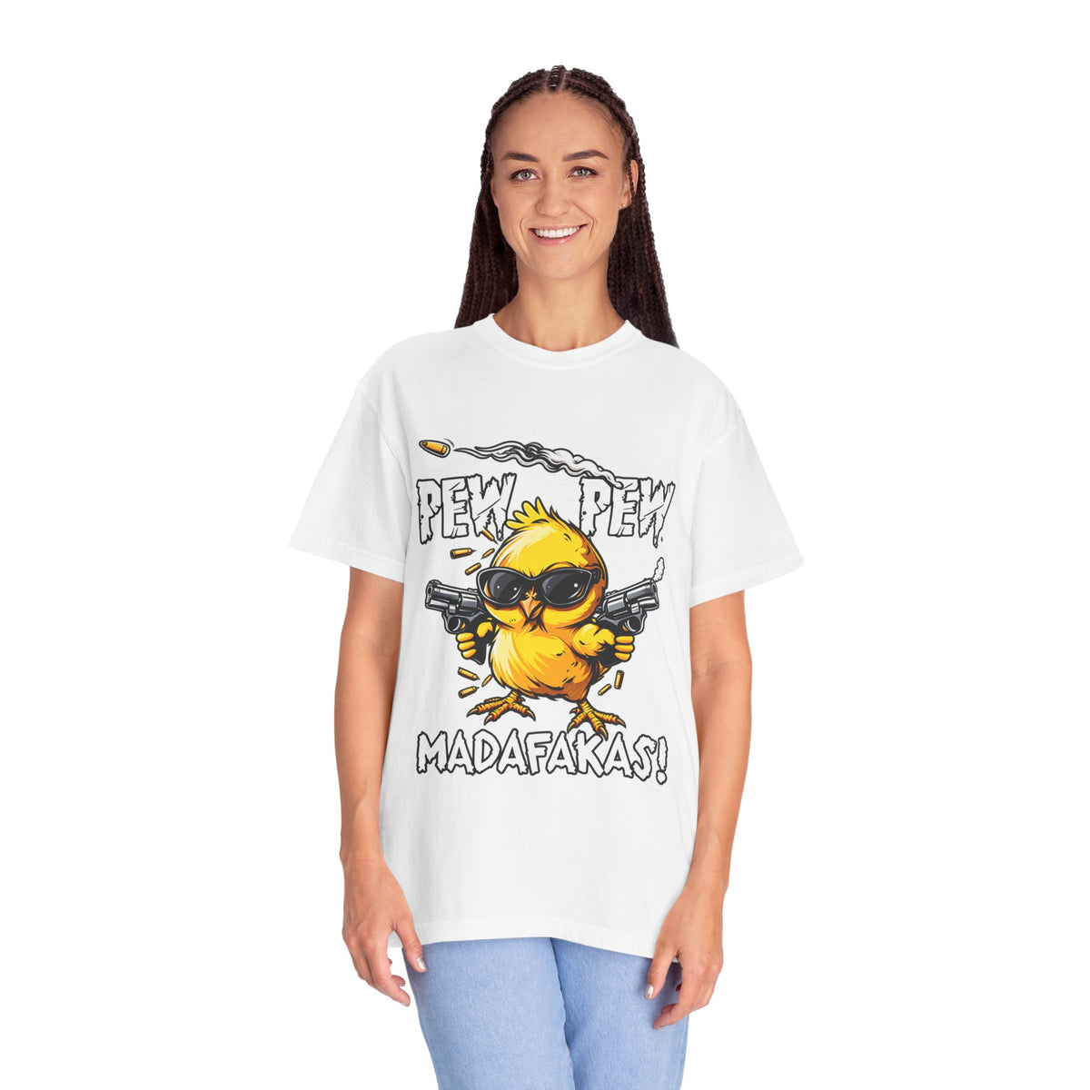 Pew Pew Madafakas Funny Duck Graphic T-Shirt