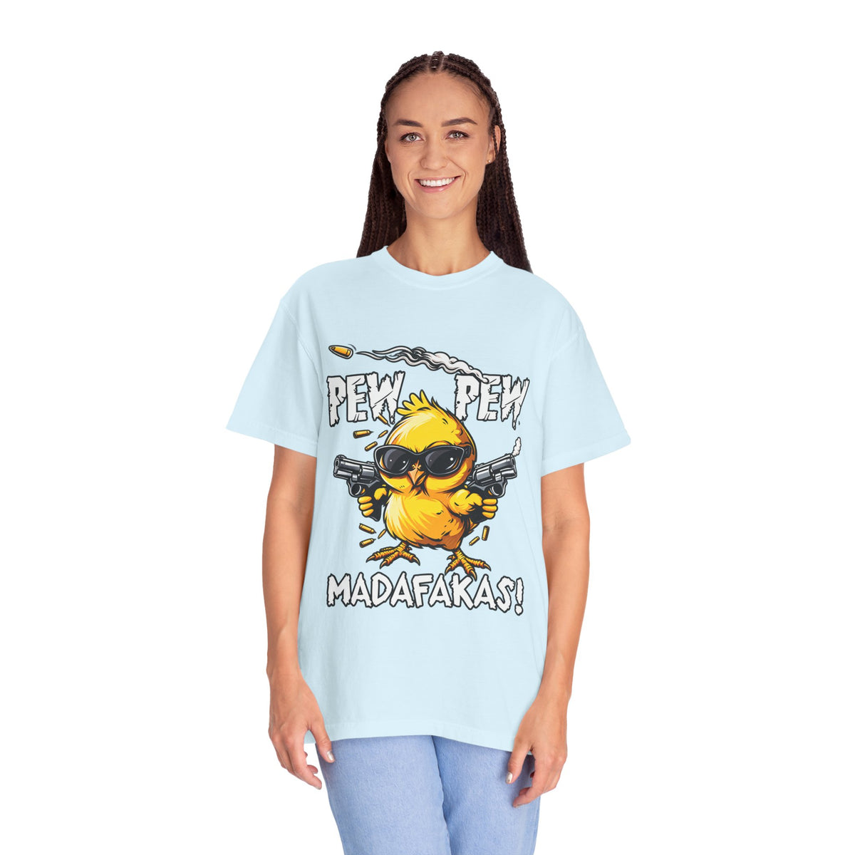 Pew Pew Madafakas Funny Duck Graphic T-Shirt