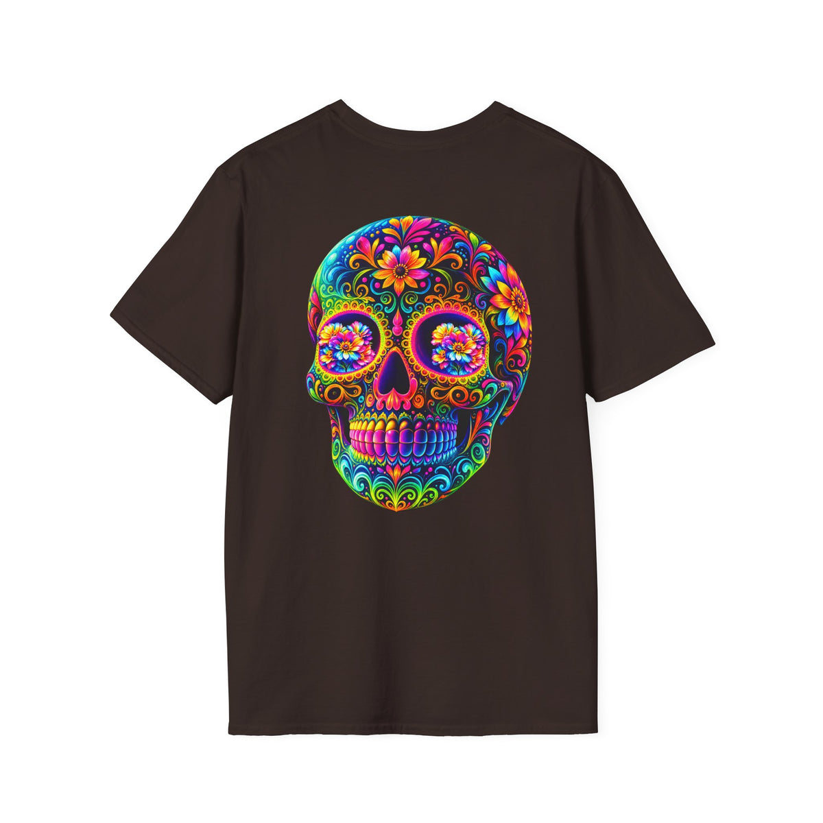 Sugar Skull T-Shirt — Colorful Day of the Dead Floral Skull Tee