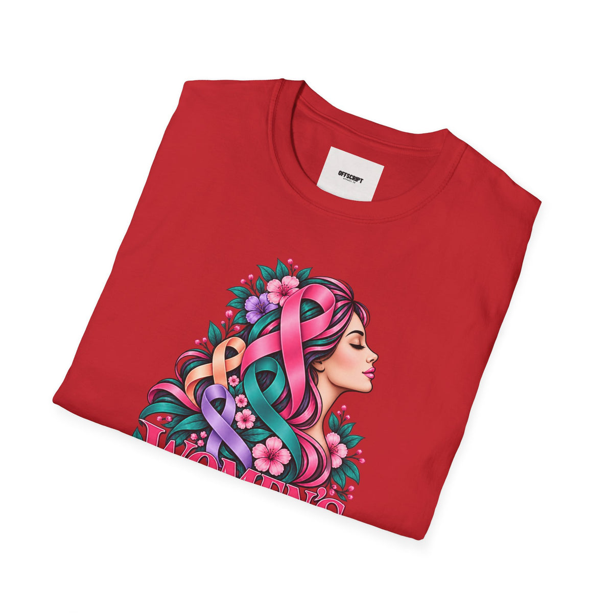 Women's Cancer Awareness T-Shirt — Pink Ribbon Floral Support Tee