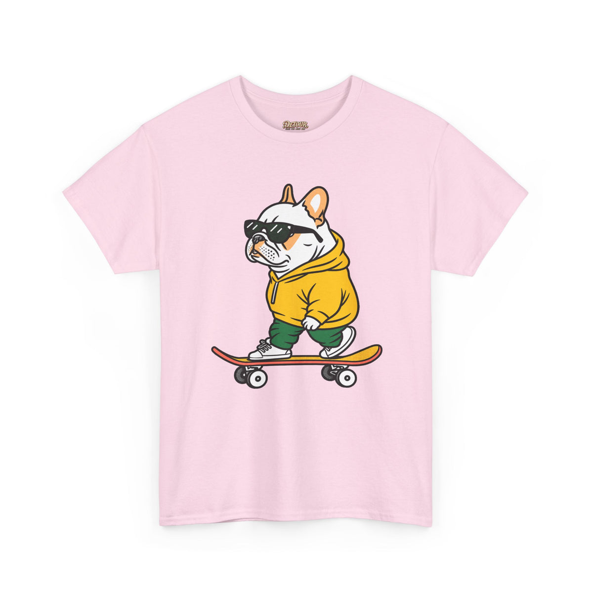 Skateboarding French Bulldog T‑Shirt – Cute Bulldog on Skateboard Graphic Tee