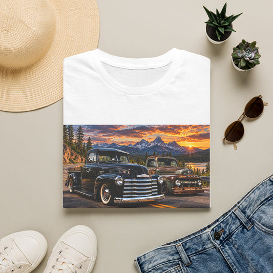 Classic Chevy Pickup T-Shirt — Vintage Truck Sunset Road Design