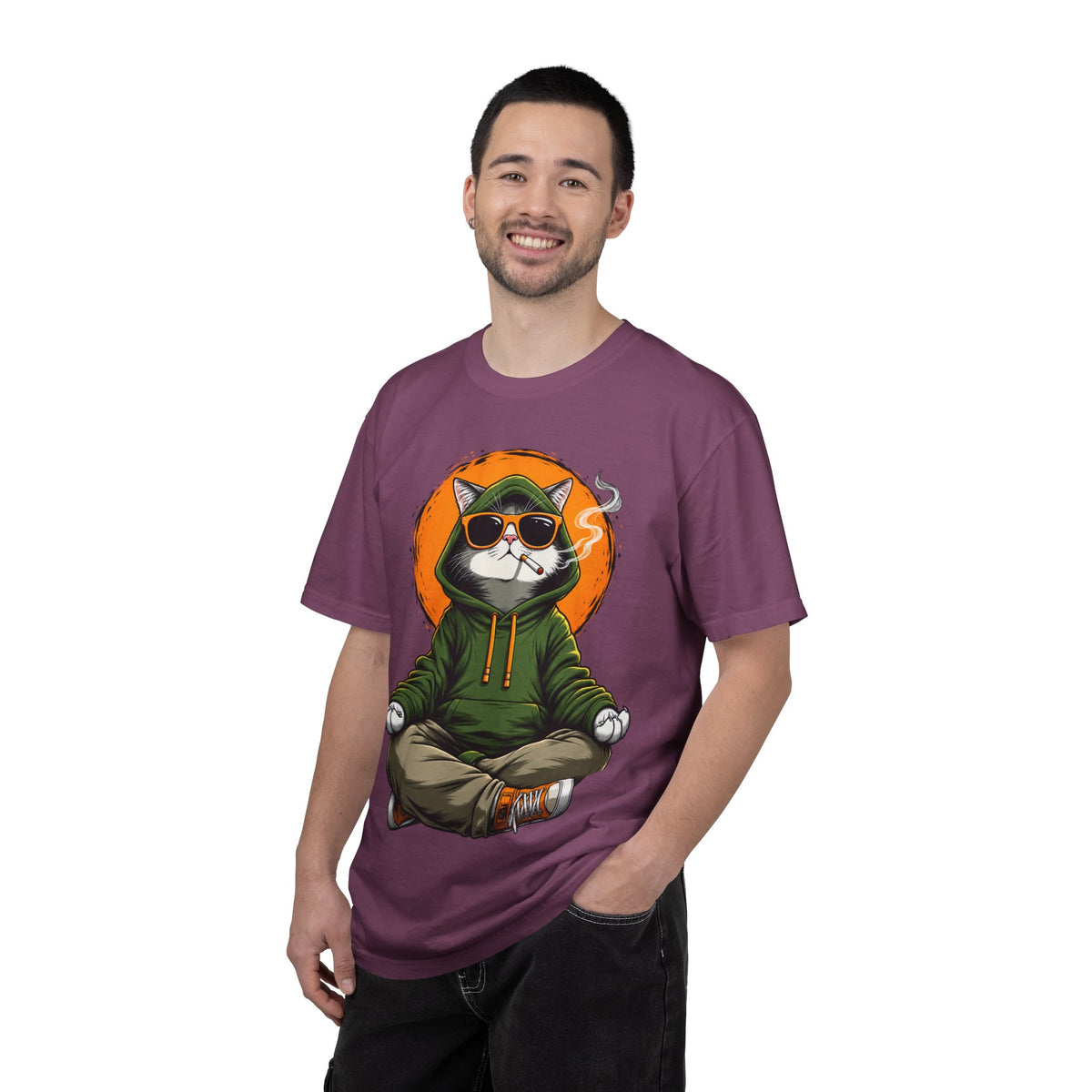 Meditating Cat in Sunglasses T-Shirt