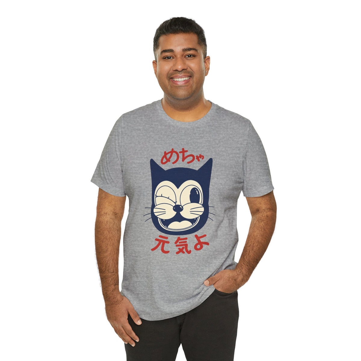 Japanese Lucky Cat T-Shirt – “めちゃ元気よ” Maneki Neko Graphic Tee