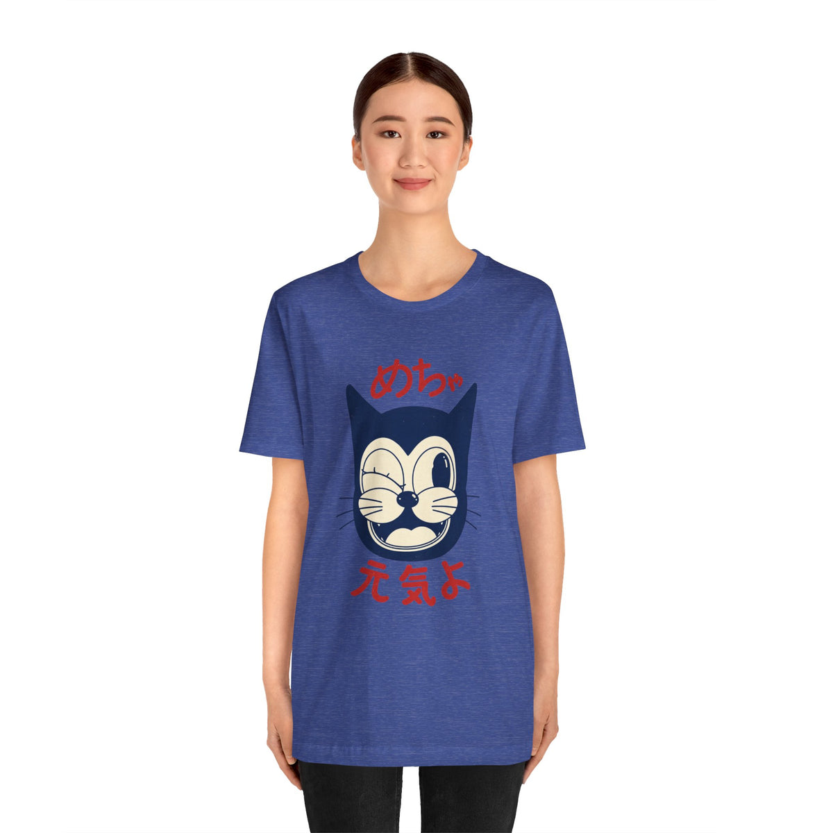 Japanese Lucky Cat T-Shirt – “めちゃ元気よ” Maneki Neko Graphic Tee