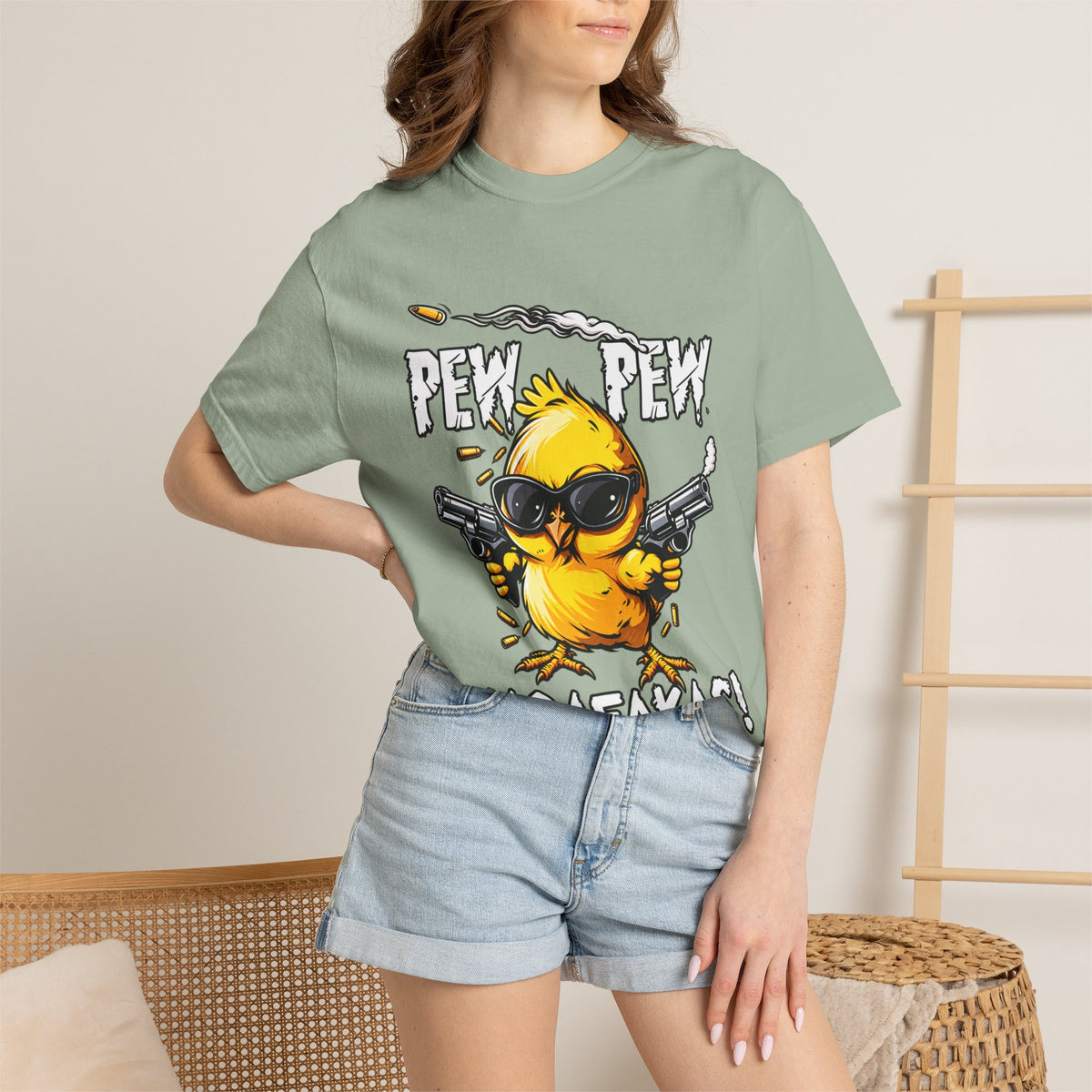 Pew Pew Madafakas Funny Duck Graphic T-Shirt