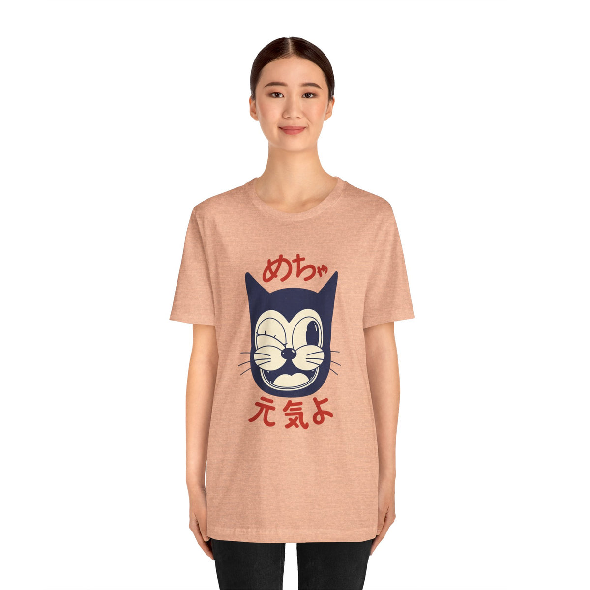 Japanese Lucky Cat T-Shirt – “めちゃ元気よ” Maneki Neko Graphic Tee