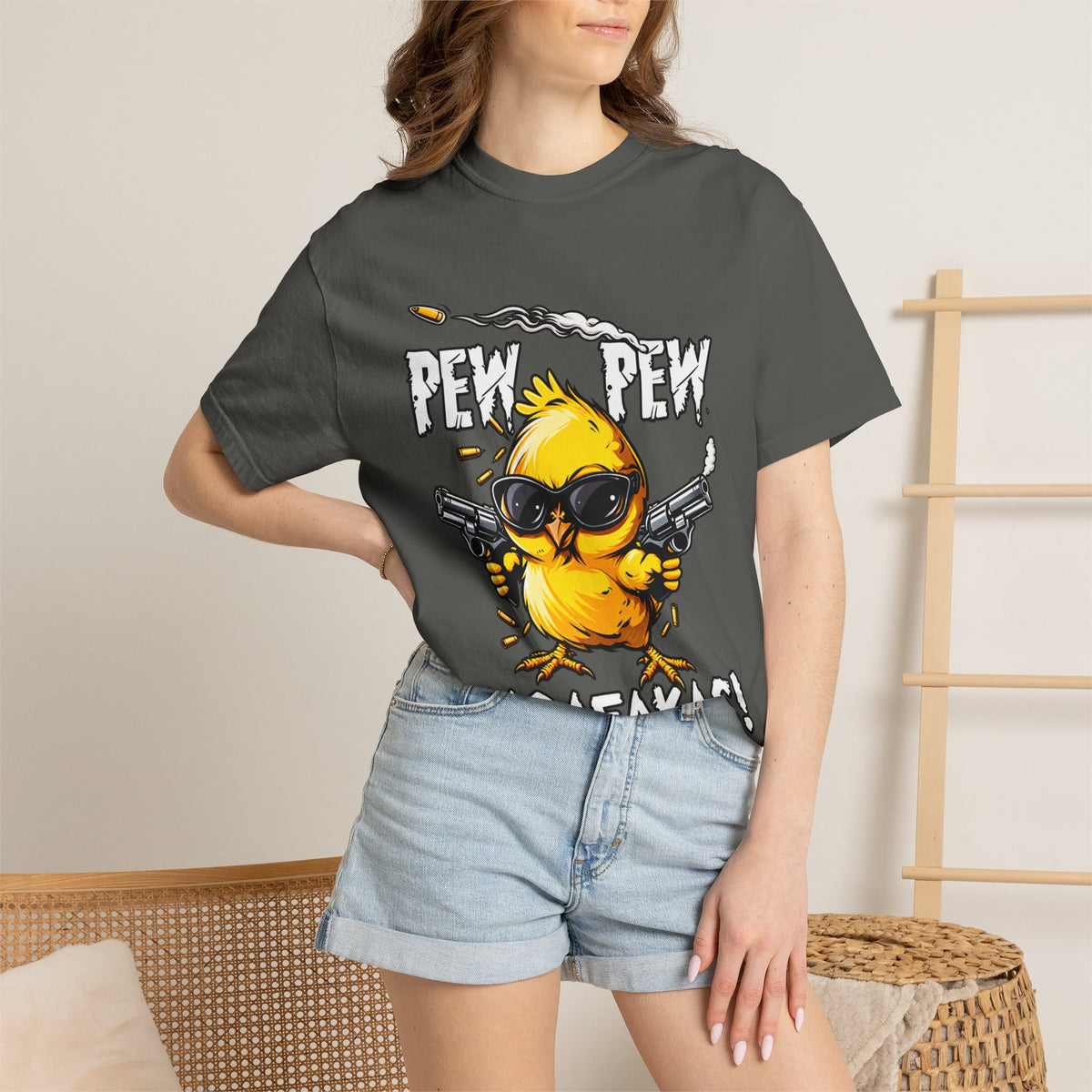 Pew Pew Madafakas Funny Duck Graphic T-Shirt