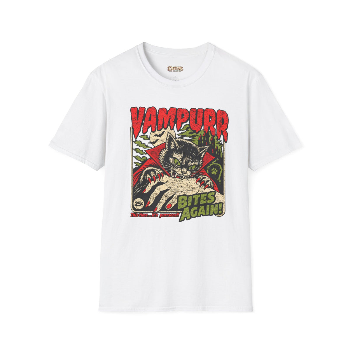 Vampurr Bites Again Cat Horror Graphic T-Shirt