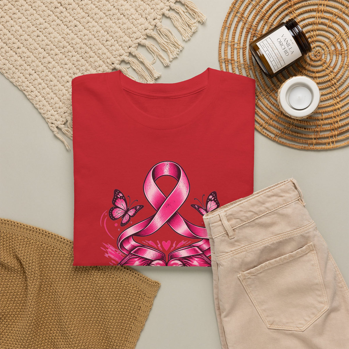 T-Shirt — Her Fight Our Strength Pink Ribbon Breast Cancer Awareness Tee