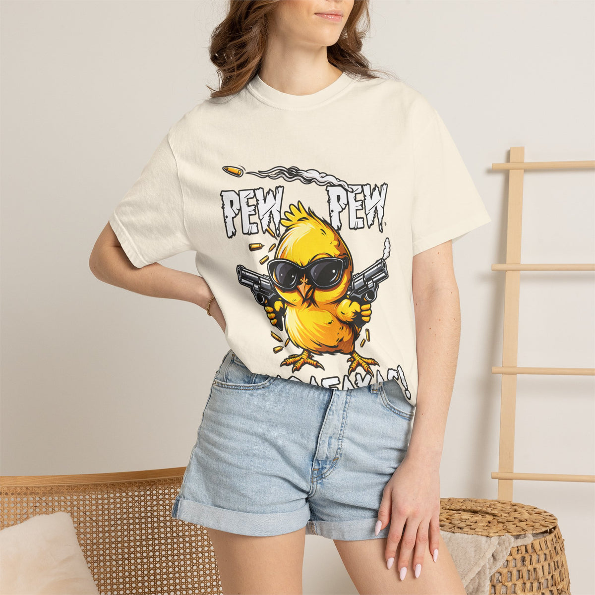 Pew Pew Madafakas Funny Duck Graphic T-Shirt