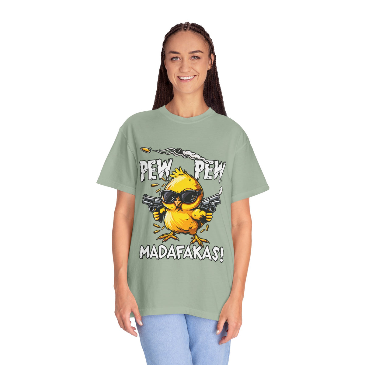 Pew Pew Madafakas Funny Duck Graphic T-Shirt