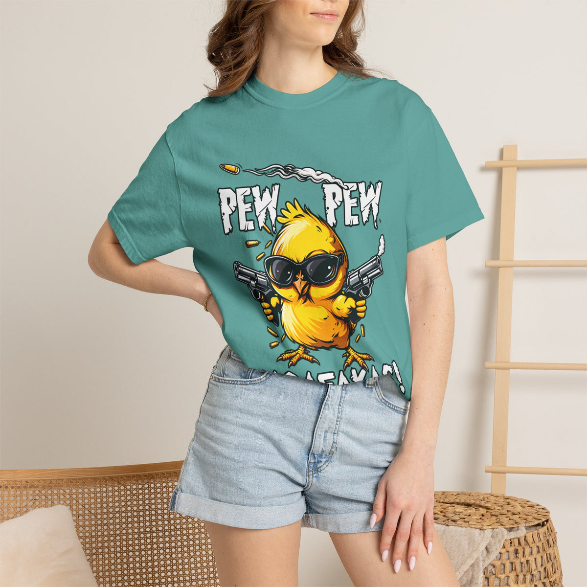 Pew Pew Madafakas Funny Duck Graphic T-Shirt