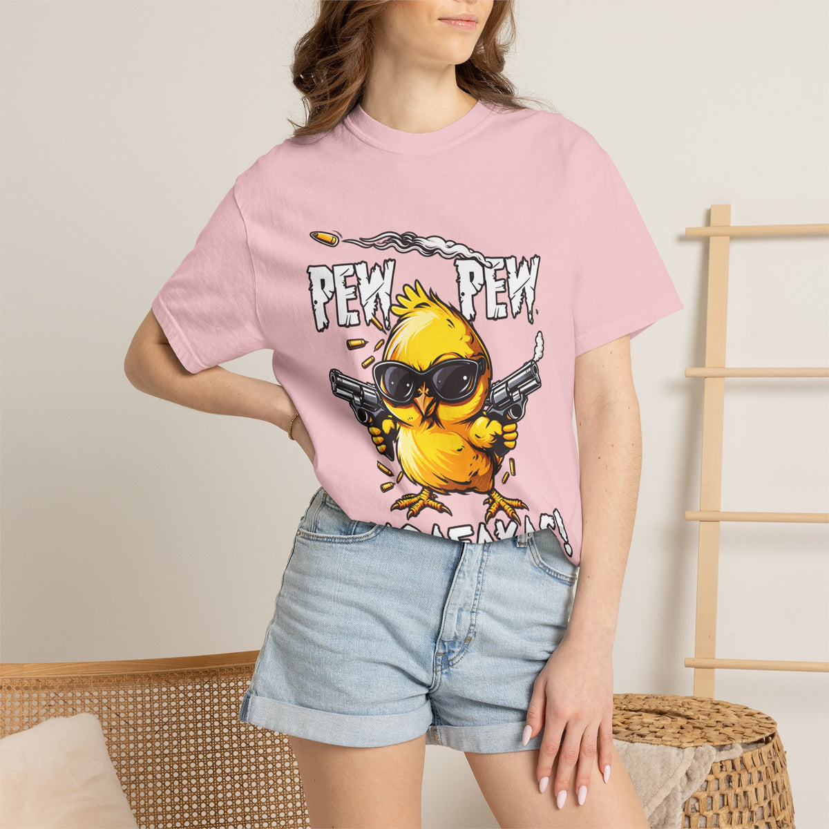 Pew Pew Madafakas Funny Duck Graphic T-Shirt