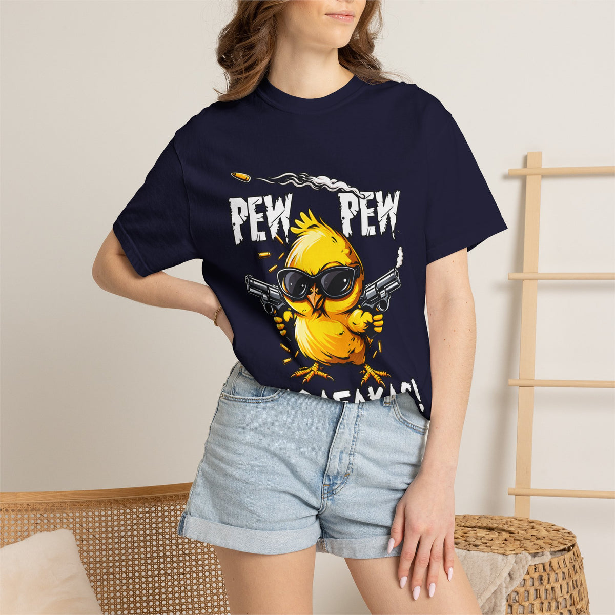 Pew Pew Madafakas Funny Duck Graphic T-Shirt