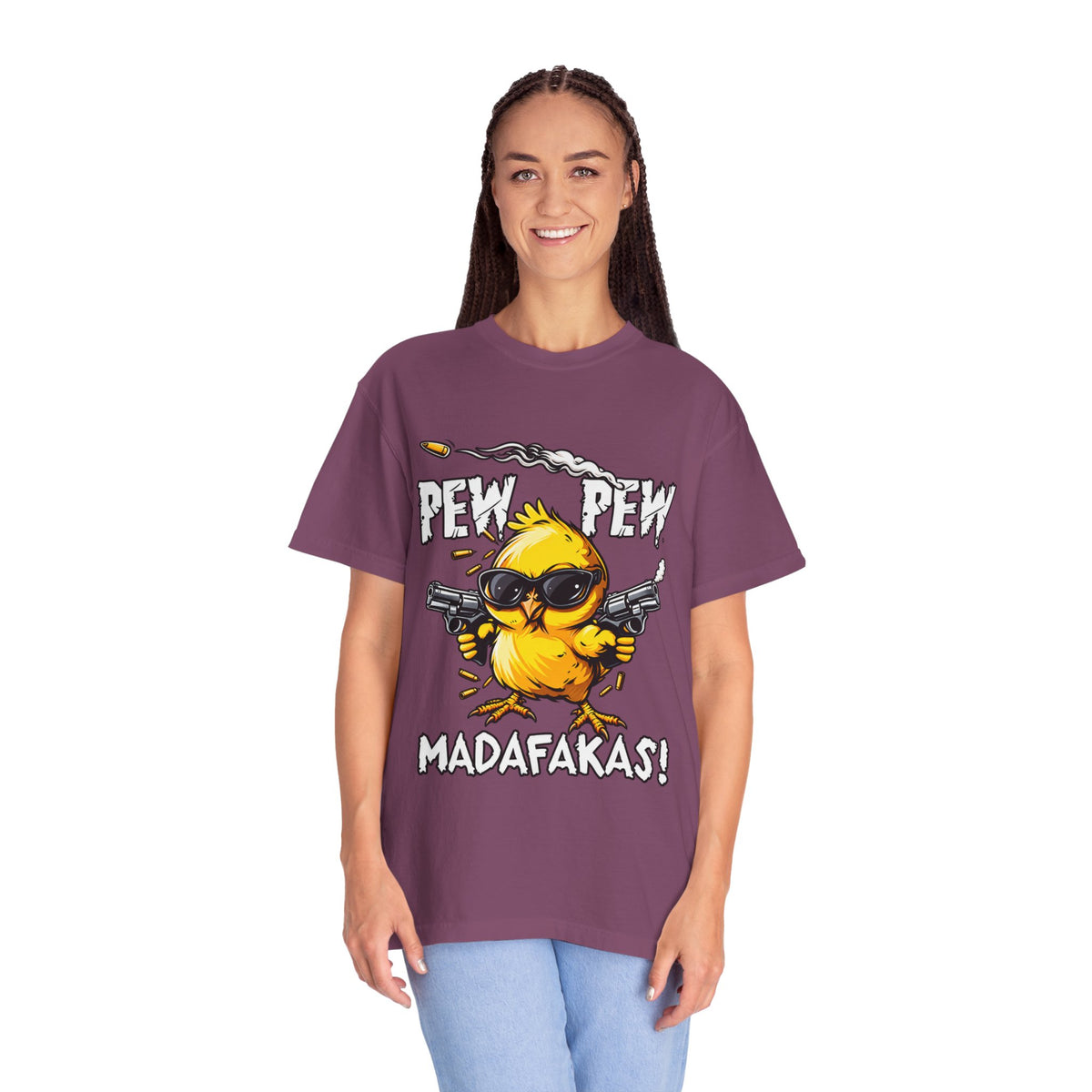 Pew Pew Madafakas Funny Duck Graphic T-Shirt