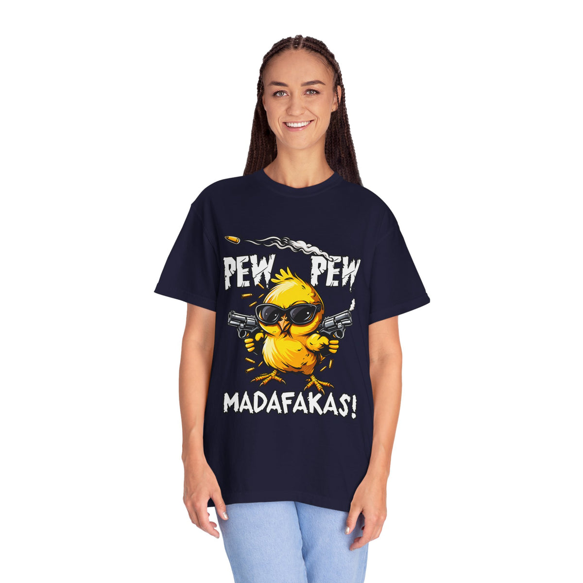 Pew Pew Madafakas Funny Duck Graphic T-Shirt