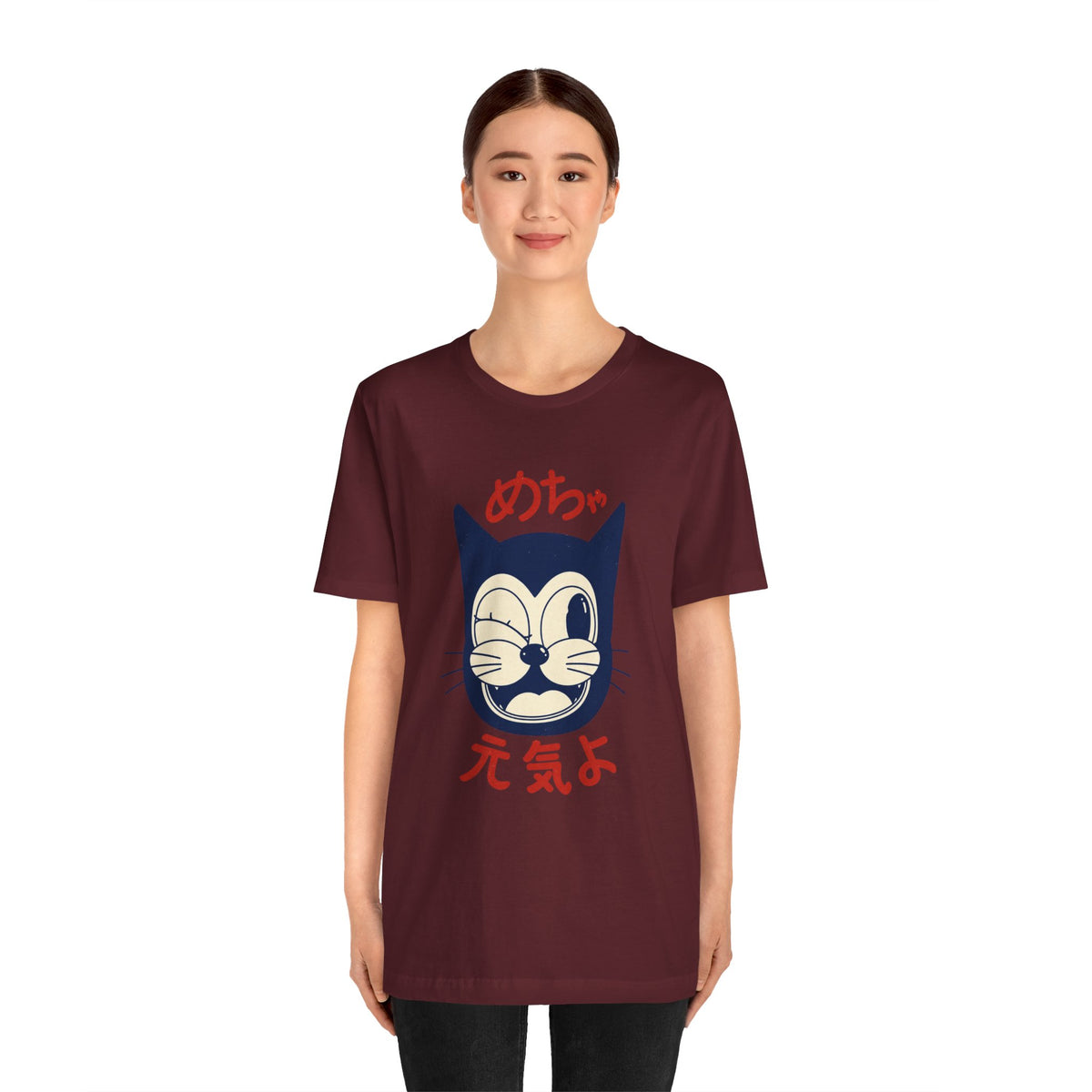 Japanese Lucky Cat T-Shirt – “めちゃ元気よ” Maneki Neko Graphic Tee