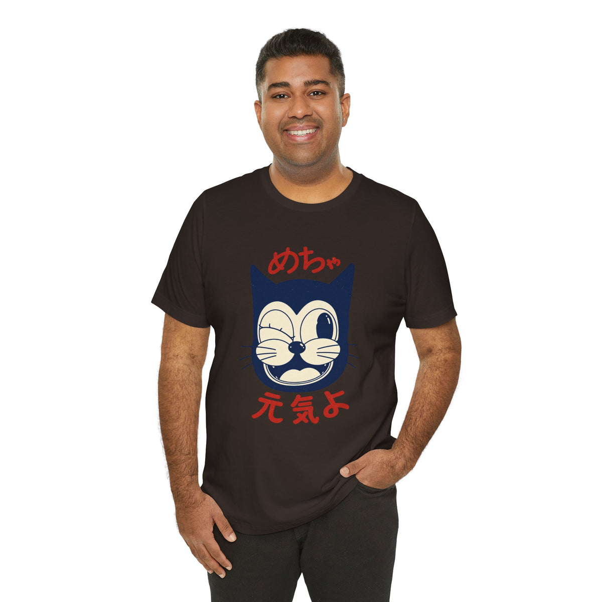 Japanese Lucky Cat T-Shirt – “めちゃ元気よ” Maneki Neko Graphic Tee