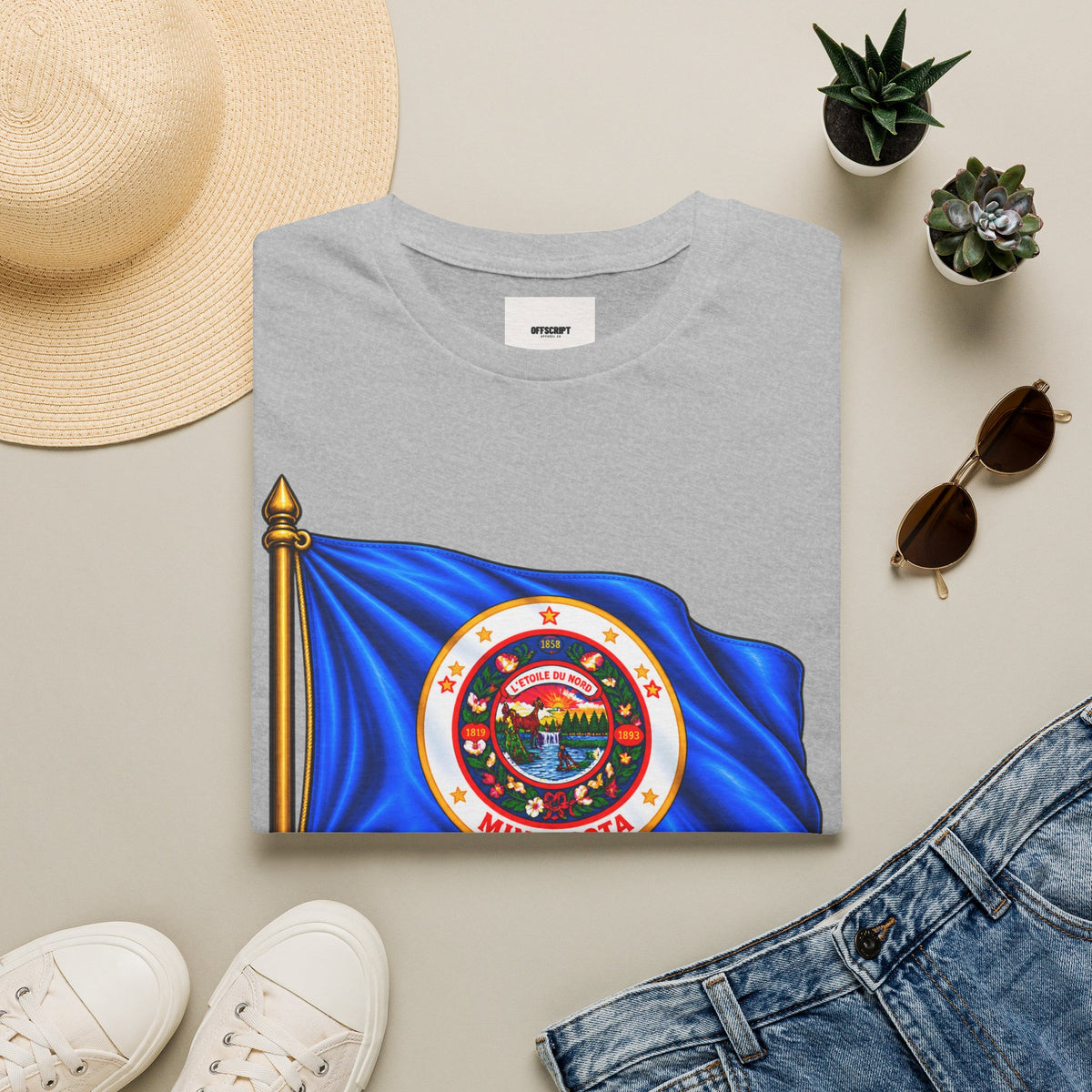 Minnesota Flag T-Shirt - 'Minnesota: L'Étoile du Nord / The Star of the North' Graphic Tee