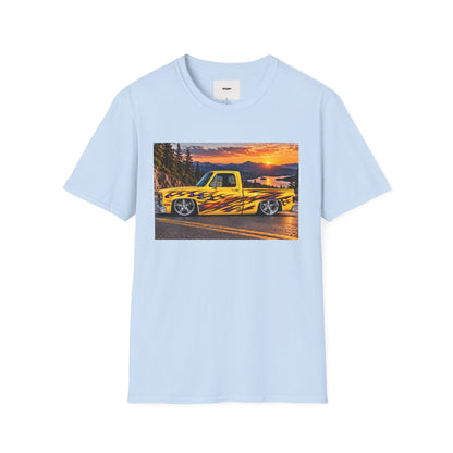Yellow Flame Pickup T-Shirt — Sunset Classic Truck Graphic Tee