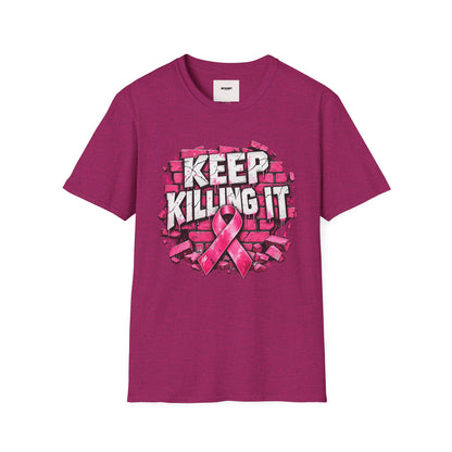 Keep Killing It pink ribbon T-Shirt | Breast Cancer Awareness, Motivational Graphic