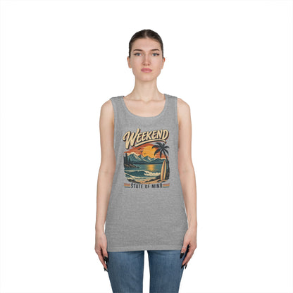 Weekend State of Mind Tank Top — Retro Beach Surf Sunset Graphic