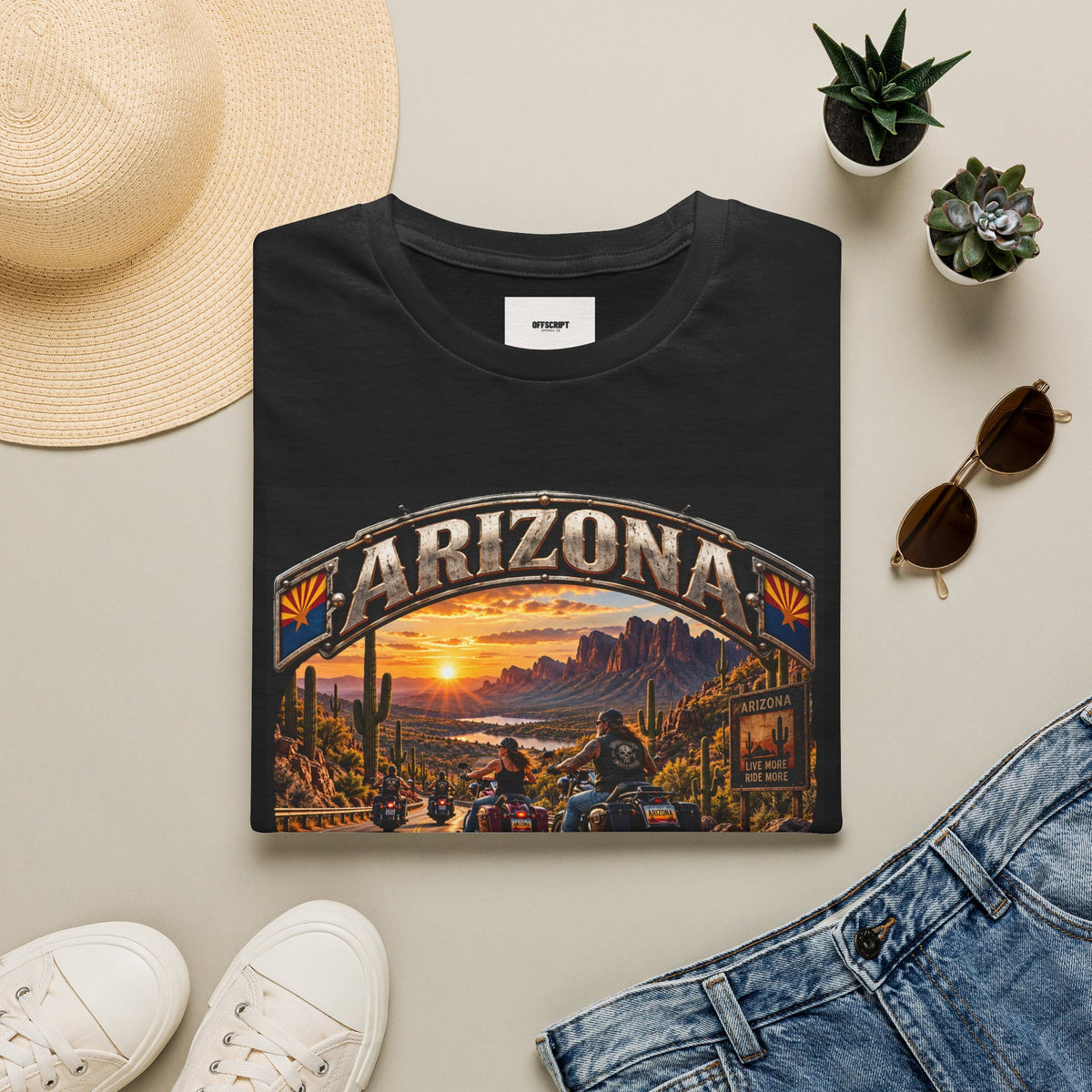 Arizona Bike Week Sunset T-Shirt — Vintage Motorcycle Desert Road Tee