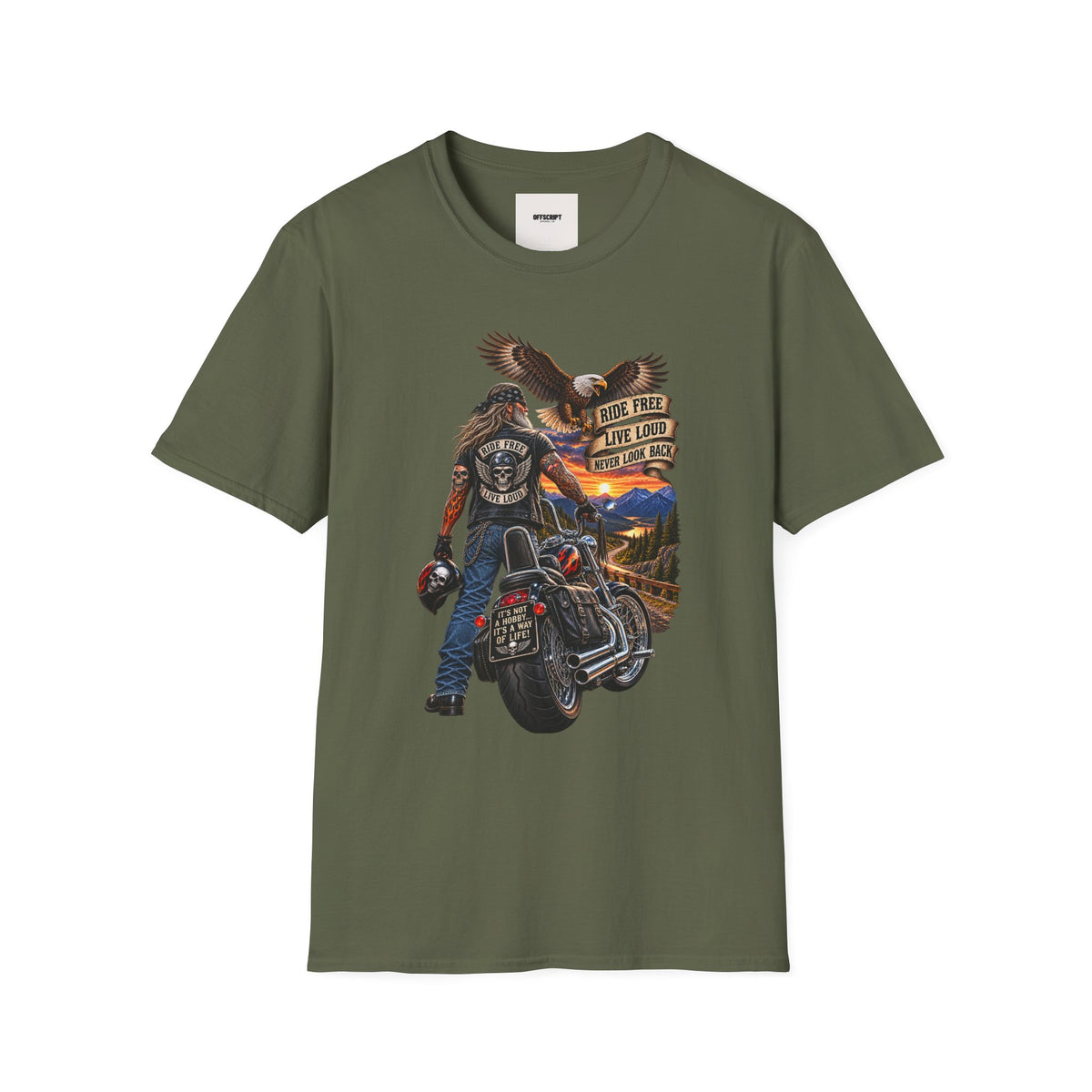 Biker Eagle T-Shirt — "Ride Free, Live Loud" Motorcycle Tee