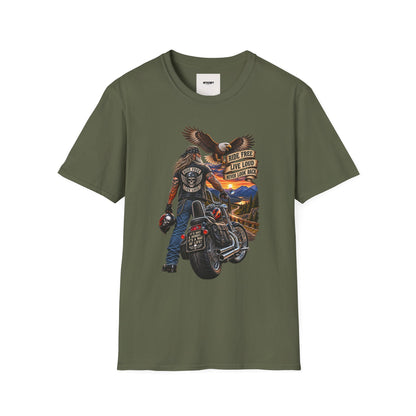 Biker Eagle T-Shirt — "Ride Free, Live Loud" Motorcycle Tee