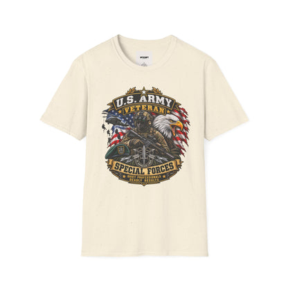 U.S. Army Veteran T-Shirt — Special Forces Eagle American Flag Design