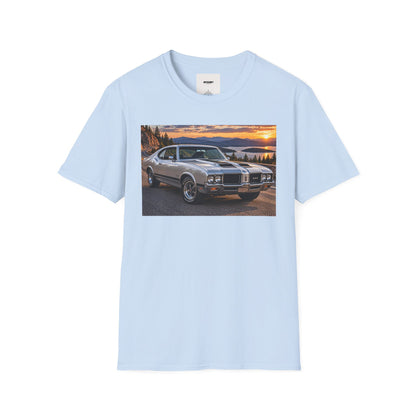 Classic Muscle Car Sunset T-Shirt — Vintage Oldsmobile Photo Tee